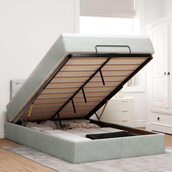 ARDEBO.de - Ottoman-Bett mit Matratze Hellgrau 120x200 cm Samt