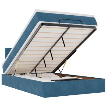 Ottoman-Bett mit Matratze Dunkelblau 120x200 cm Samt