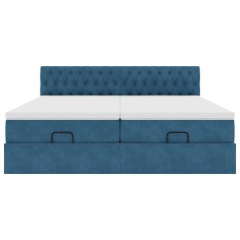 Ottoman-Bett mit Matratzen Dunkelblau 160x200 cm Samt