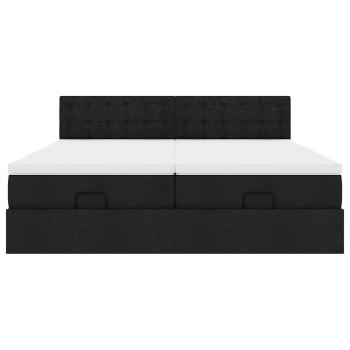 Ottoman-Bett mit Matratzen Schwarz 180x200 cm Stoff