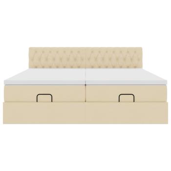 Ottoman-Bett mit Matratzen Creme 200x200 cm Stoff