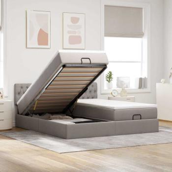 ARDEBO.de - Ottoman-Bett mit Matratzen Taupe 180x200 cm Stoff