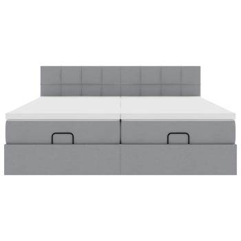 Ottoman-Bett mit Matratzen Hellgrau 180x200 cm Stoff
