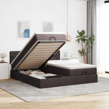 ARDEBO.de - Ottoman-Bett mit Matratzen Dunkelbraun 200x200 cm Stoff