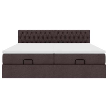 Ottoman-Bett mit Matratzen Dunkelbraun 200x200 cm Stoff