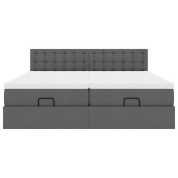 Ottoman-Bett mit Matratzen Dunkelgrau 200x200 cm Stoff