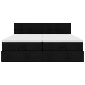 Ottoman-Bett mit Matratzen Schwarz 160x200 cm Stoff