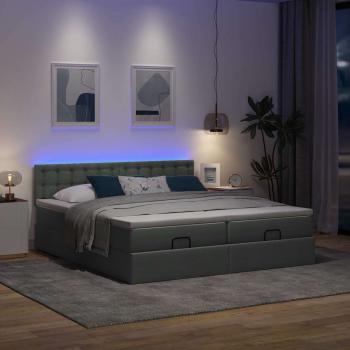Ottoman-Bett mit Matratzen Dunkelgrau 180x200 cm Stoff