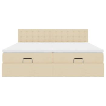 Ottoman-Bett mit Matratzen Creme 180x200 cm Stoff