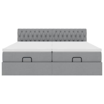 Ottoman-Bett mit Matratzen Hellgrau 200x200 cm Stoff