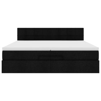 Ottoman-Bett mit Matratzen Schwarz 200x200 cm Stoff