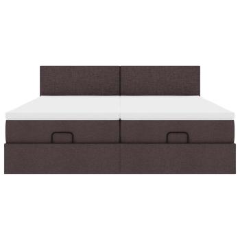 Ottoman-Bett mit Matratzen Dunkelbraun 180x200 cm Stoff
