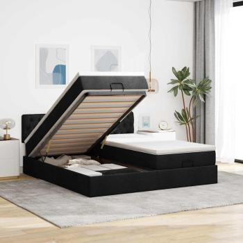 ARDEBO.de - Ottoman-Bett mit Matratzen Schwarz 160x200 cm Stoff