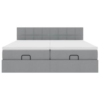 Ottoman-Bett mit Matratzen Hellgrau 200x200 cm Stoff