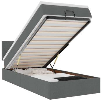 Ottoman-Bett mit Matratze Dunkelgrau 90x190 cm Stoff
