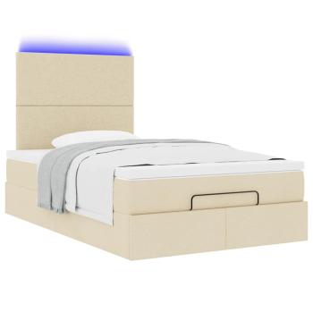 ARDEBO.de - Ottoman-Bett mit Matratze Creme 120x200 cm Stoff