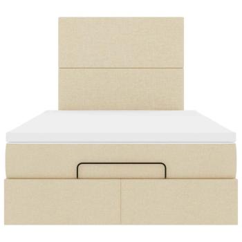 Ottoman-Bett mit Matratze Creme 120x200 cm Stoff