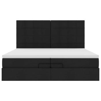 Ottoman-Bett mit Matratzen Schwarz 200x200 cm Stoff