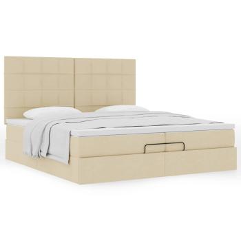Ottoman-Bett mit Matratzen Creme 200x200 cm Stoff