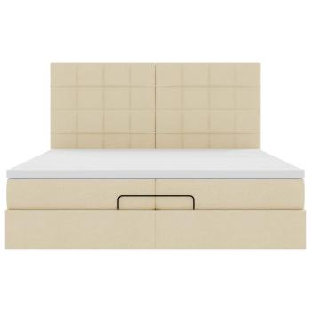 Ottoman-Bett mit Matratzen Creme 200x200 cm Stoff