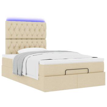 Ottoman-Bett mit Matratze Creme 120x200 cm Stoff