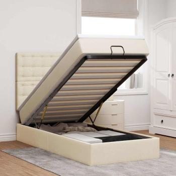 ARDEBO.de - Ottoman-Bett mit Matratze Creme 100x200 cm Stoff