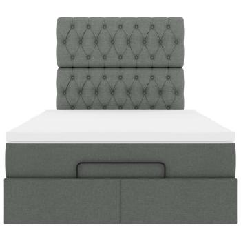 Ottoman-Bett mit Matratze Dunkelgrau 120x190 cm Stoff