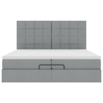 Ottoman-Bett mit Matratzen Hellgrau 200x200 cm Stoff