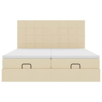 ARDEBO.de - Ottoman-Bett mit Matratzen Creme 200x200 cm Stoff