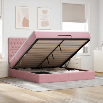 ARDEBO.de - Ottoman-Bett mit Matratzen Rosa 180x200 cm Samt