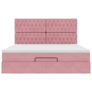 Ottoman-Bett mit Matratzen Rosa 180x200 cm Samt