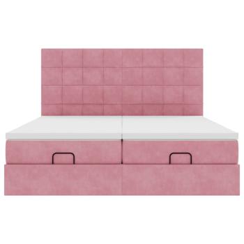 Ottoman-Bett mit Matratzen Rosa 160x200 cm Samt