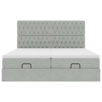 Ottoman-Bett mit Matratzen Hellgrau 160x200 cm Samt