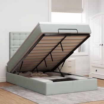ARDEBO.de - Ottoman-Bett mit Matratzen Hellgrau 120x190 cm Samt