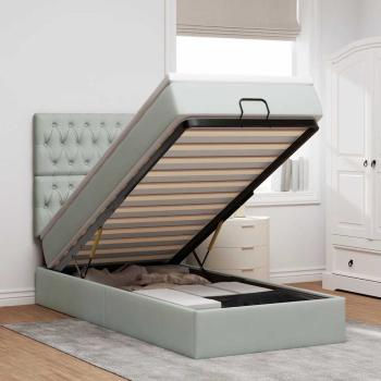 ARDEBO.de - Ottoman-Bett mit Matratzen Hellgrau 90x190 cm Samt
