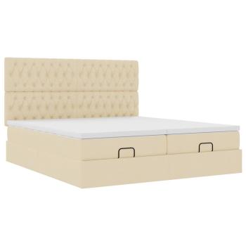 ARDEBO.de - Ottoman-Bett mit Matratzen Creme 200x200 cm Stoff