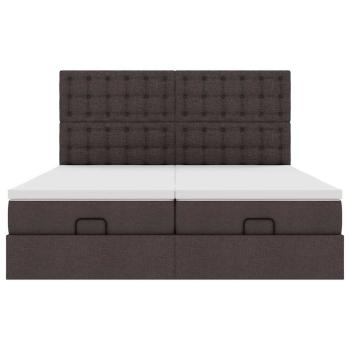 Ottoman-Bett mit Matratzen Dunkelbraun 200x200 cm Stoff
