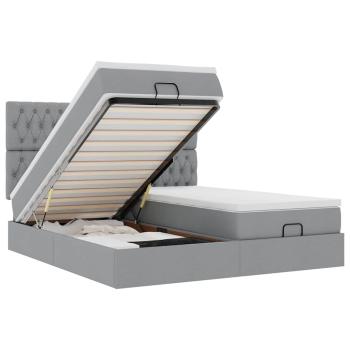 Ottoman-Bett mit Matratzen Hellgrau 160x200 cm Stoff