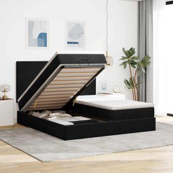 ARDEBO.de - Ottoman-Bett mit Matratzen Schwarz 200x200 cm Samt