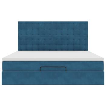 Ottoman-Bett mit Matratzen Dunkelblau 180x200 cm Samt