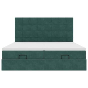 Ottoman-Bett mit Matratzen Dunkelgrün 200x200 cm Samt