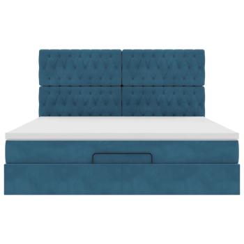 Ottoman-Bett mit Matratzen Dunkelblau 180x200 cm Samt