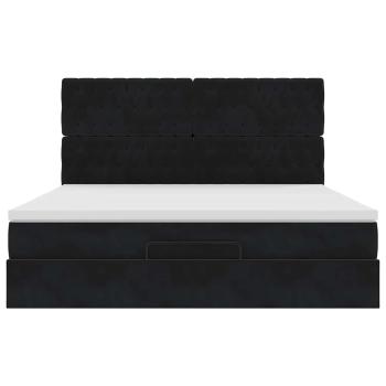 Ottoman-Bett mit Matratzen Schwarz 180x200 cm Samt