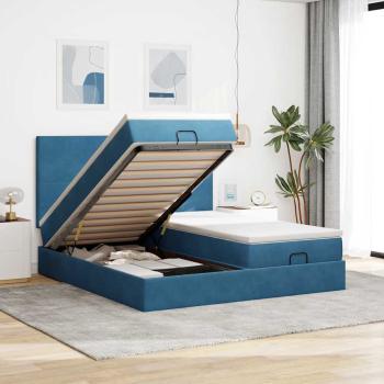 ARDEBO.de - Ottoman-Bett mit Matratzen Dunkelblau 200x200 cm Samt