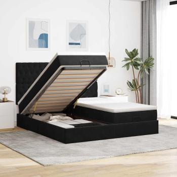 ARDEBO.de - Ottoman-Bett mit Matratzen Schwarz 200x200 cm Samt