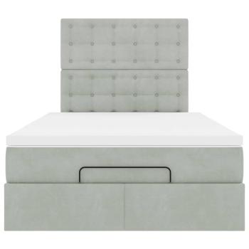 Ottoman-Bett mit Matratzen Hellgrau 120x190 cm Samt