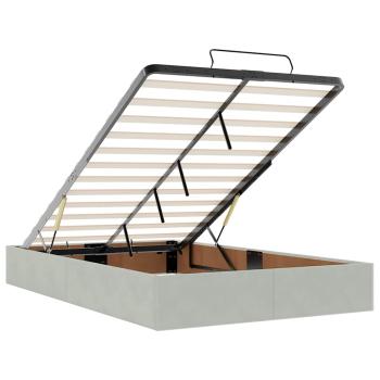 Ottoman-Bett mit Matratzen Hellgrau 120x190 cm Samt