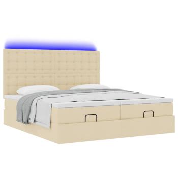 Ottoman-Bett mit Matratzen Creme 180x200 cm Stoff