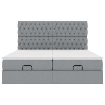 Ottoman-Bett mit Matratzen Hellgrau 160x200 cm Stoff
