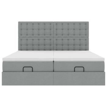 Ottoman-Bett mit Matratzen Hellgrau 160x200 cm Stoff